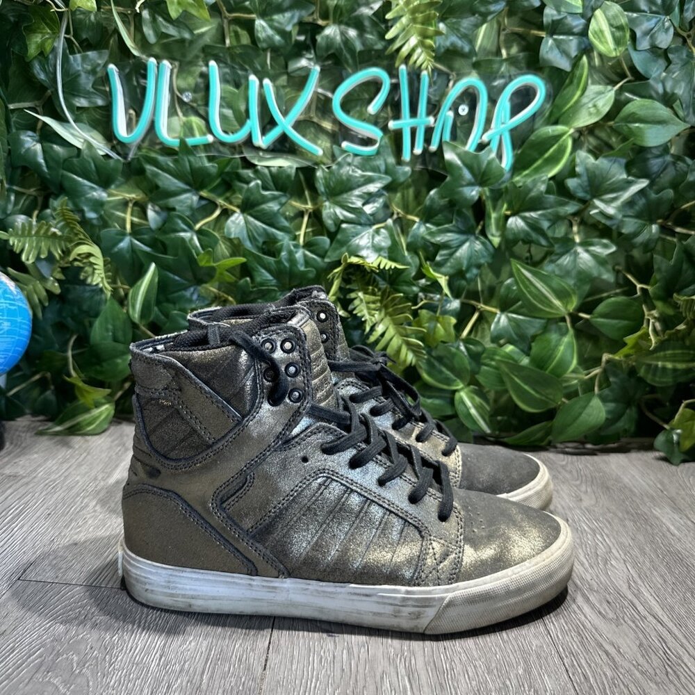Supra Skytop Muska 001 High Top Pewter Metallic Sneakers Women Size 9